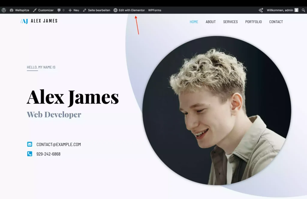 Schritt 7: Lebenslauf Website mit Elementor bearbeiten – Text, Bilder und Layout anpassen