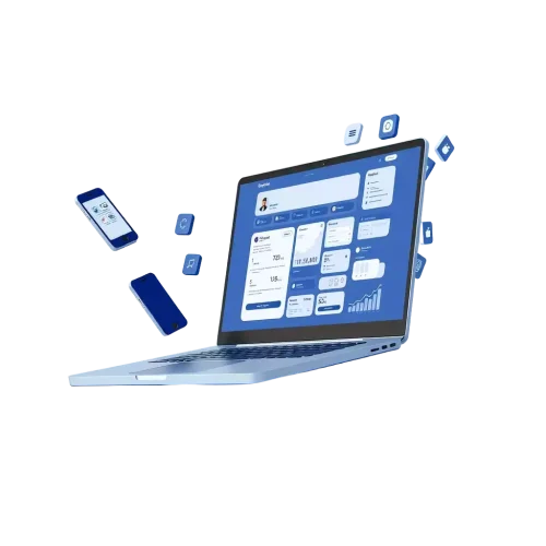 Laptop mit geöffneter Website und Smartphones – Lebenslauf Website erstellen mit WordPress